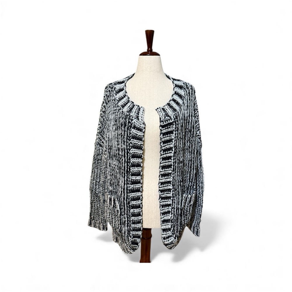 Tobi Black and White Knit Cardigan